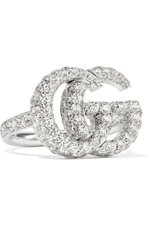 Gucci | 18-karat white gold diamond ring | NET-A-PORTER.COM