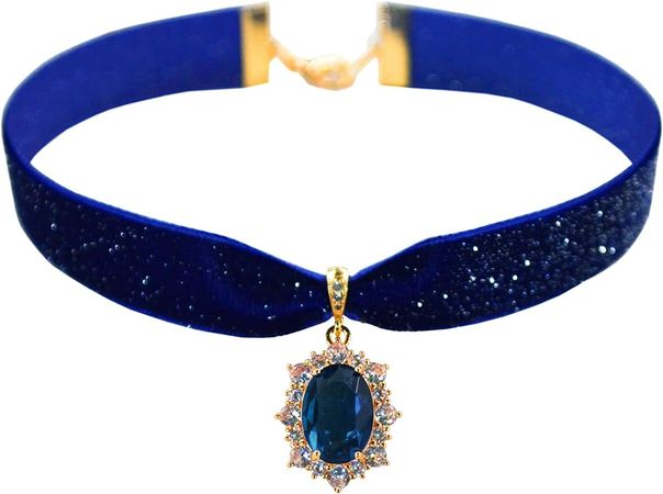 Amazon.com: MOMOCAT 14K Gold Plated Blue Sapphire Imitation Velvet Choker Necklace for Women Thick Chokers Birthstone Chocker Vintage Pendant Necklaces Chockers for Women Teen Girls Princess Costume Jewelry Aesthetic: Clothing, Shoes & Jewelry