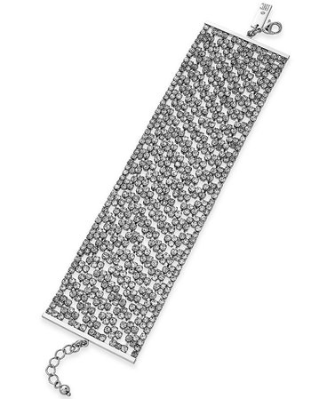 INC International Concepts Silver-Tone Rhinestone Mesh Flex Bracelet, Created for Macy's & Reviews - Bracelets - Jewelry & Watches - Macy's