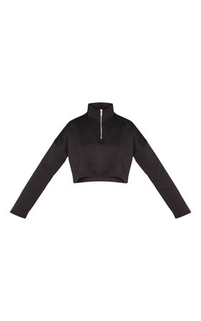 Black Zip Up Crop Sweater | PrettyLittleThing USA