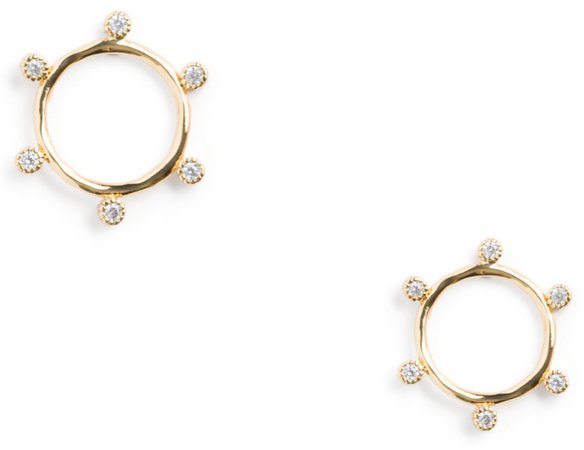 circle gold and diamond earrings