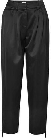 Jena Silk And Wool-blend Tapered Pants - Black