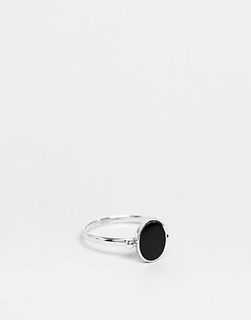Kingsley Ryan black oval ring in sterling silver | ASOS