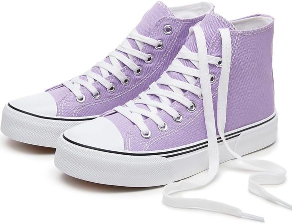 Amazon.com | hash bubbie Unisex Fashion High top Sneakers Womens Classic High Tops Canvas Shoes Casual Tennis Shoes for Men(Purple,US8W/US6M) | Fashion Sneakers