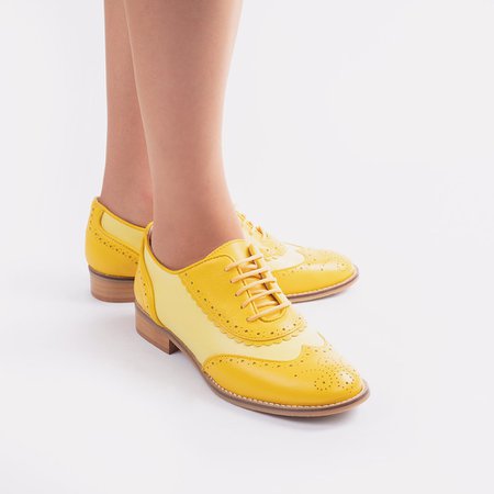 Oxford shoes for women Simone yellow bichromie retro