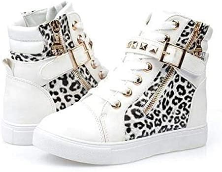 Amazon.com: Women's Platform Wedge Sneakers,QueenMM Casual Leather Lace-Up Wedge Booties with Side Zipper Ankle Heels White: Clothing