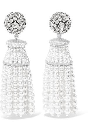 Oscar de la Renta | Crystal and faux pearl clip earrings | NET-A-PORTER.COM