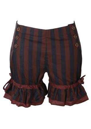 Front Nouveau produit : Black and brown striped steampunk bloomer shorts with buttons