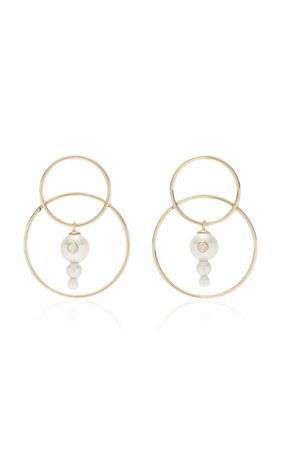 Scarpa 14k Yellow Gold Pearl, Diamond Earrings By White/space | Moda Operandi