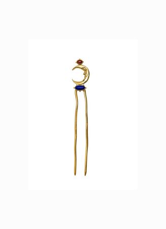 Moon Gold Hair Pin With Gemstones Gold Sculptural Hair Pin - Etsy.de