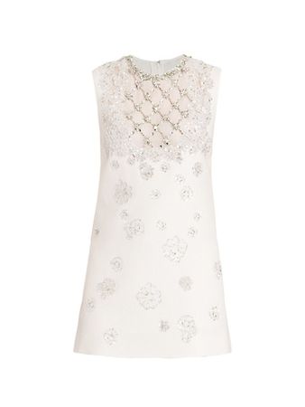 Shop Valentino Embellished Crepe Shift Dress | Saks Fifth Avenue