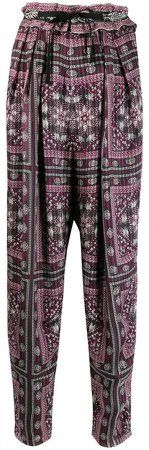 loose-fit printed trousers