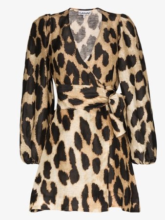 GANNI leopard print wrap dress | Browns