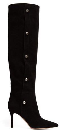 Slouchy 85 Knee High Suede Boots - Womens - Black