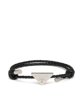 Prada for Men triangle logo braided bracelet