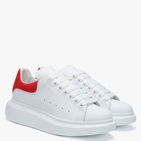 Alexander McQueen Oversized Red Suede Flash White Leather Trainers