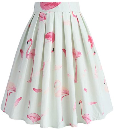 Chicwish Women's pink flamingo Pleated A-line Midi Skirt
