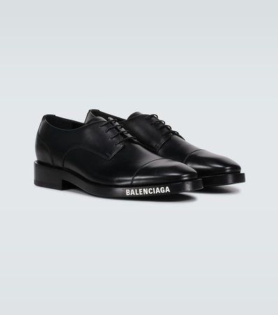 Leather Derby Shoes With Logo - Balenciaga | Mytheresa