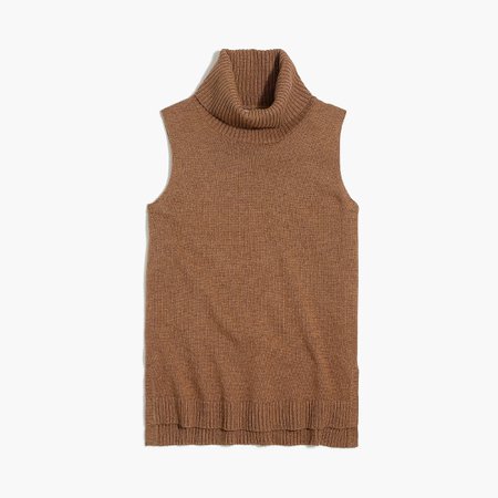 Brown Sleeveless Turtleneck Sweater