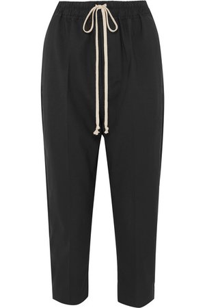 Rick Owens | Cropped cotton-trimmed wool-blend track pants | NET-A-PORTER.COM