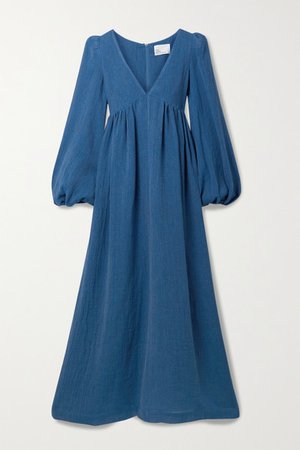 Carolyn Organic Linen-blend Gauze Maxi Dress - Blue