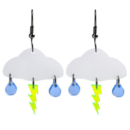 Lightning Bolt Rain Cloud Dangle Earrings ⋆ It's Just So You