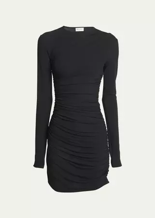 Saint Laurent Ruched Jersey Body-Con Mini Dress - Bergdorf Goodman