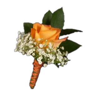 Classic Rose Orange Boutonniere and Corsage Wedding Package 16 pck