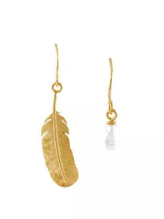 Wouters & Hendrix My Favourite Feather And Pearl Earrings