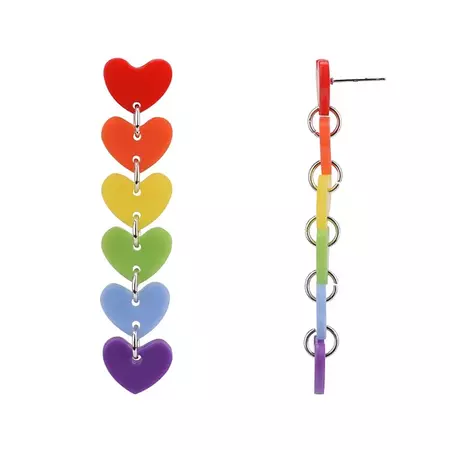 Celebrate Together™ Pride Silver Tone Rainbow Linear Heart Drop Earrings