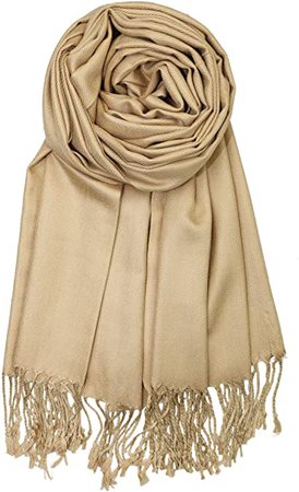 Achillea Large Soft Silky Pashmina Shawl Wrap Scarf in Solid Colors (Taupe) at Amazon Women’s Clothing store