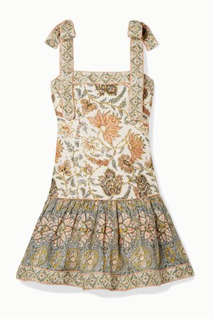 Zimmermann | Edie ruffled printed linen mini dress | NET-A-PORTER.COM