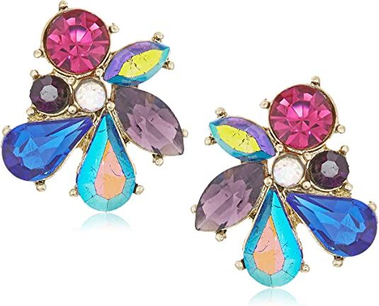 Amazon.com: Betsey Johnson Stone Cluster Button Earrings: Clothing, Shoes & Jewelry