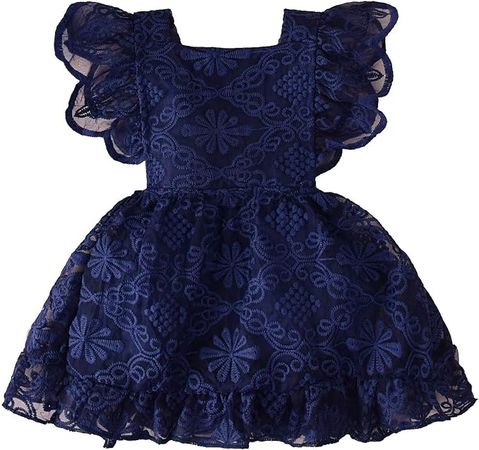 Amazon.com: Baby Girl Lace Dress, Princess Dress Tulle White Party Wedding Summer Dress Clothes (Navy Blue, 6-12Months): Clothing, Shoes & Jewelry