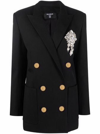 Shop Balmain double-breasted oversize blazer with Express Delivery - FARFETCH