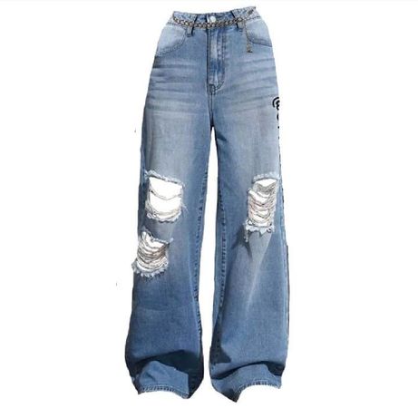 Baggy high waist blue jeans