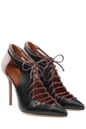 Suede and Leather Lace-Up Pumps with Cut-Outs Gr. EU 38.5