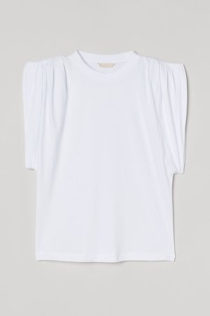 Puff-sleeved T-shirt - White