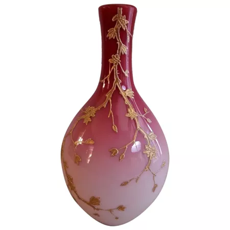 Thomas Webb Art Nouveau Peachblow Enameled Vase : Brys Antiques | Ruby Lane