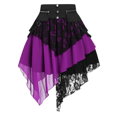 purple and black lace skirt