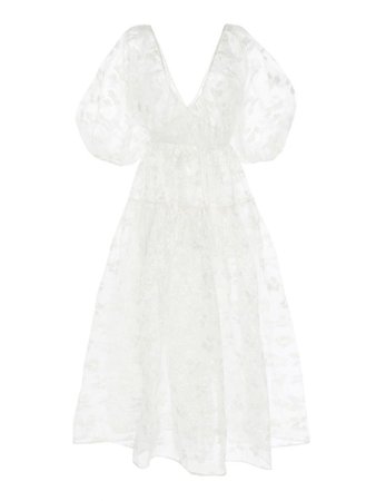 White puffy sleeved dress