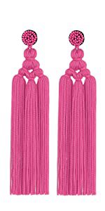 Amazon.com: Boho Large Extra Long Tassel Layered Dangle Earrings, Vintage Handmade Knot Tail Fringe Big Chandelier Statement Drop Earrings for Women Teen Girls, Black: Clothing, Shoes & Jewelry