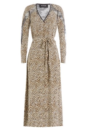 Animal Printed Silk Dress with Lace Gr. L