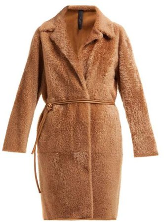 Giani Firenze Shearling Belted Coat - Womens - Brown