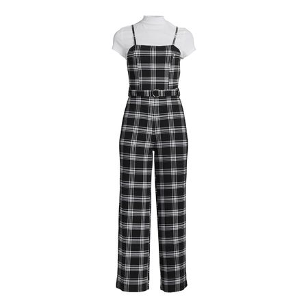No Boundaries Juniors Sleeveless Jumpsuit and T-Shirt Set, 2-Piece, Sizes XS-3XL - Walmart.com