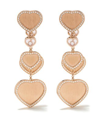 Chopard Orecchini Happy Hearts In Oro Rosa 18kt e Diamanti - Farfetch