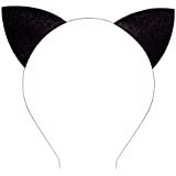 Amazon.com: Merroyal Glitter Cat Ears Headband Halloween Fancy Dress Cat Woman Hairband Cosplay (Black): Clothing