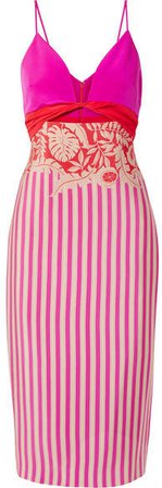 Cushnie Cutout Printed Washed-silk Midi Dress - Pink