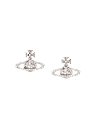 Shop silver Vivienne Westwood rhinestone-embellished logo earrings with Express Delivery - Farfetch