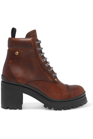 Miu Miu | Lace-up leather ankle boots | NET-A-PORTER.COM